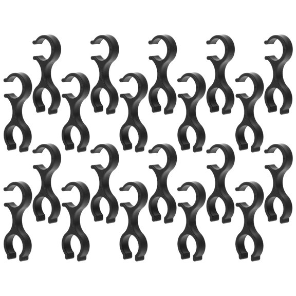 WESIEVYA 20Pcs Plastic Trekking Pole Clips Lightweight Durable Cane Connectors for Hiking Black