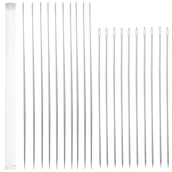 WESIEVYA 20Pcs Plated Silver Hand Sewing Needles with Extra Long Design for Upholstery and Heavy Fabrics