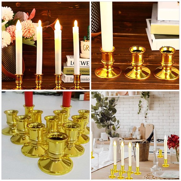 WESIEVYA 24Pcs Modern Style Plastic Candlestick with Stable Base for Wedding and Home Display