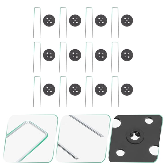 WESIEVYA 25 Sets U Shaped Ground Stakes for Securing Fake Lawn and Tents Green 15x3cm
