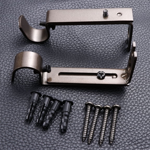 WESIEVYA 2Pcs Adjustable Coffee Curtain Rod Bracket Iron Material for Secure Curtain Mounting