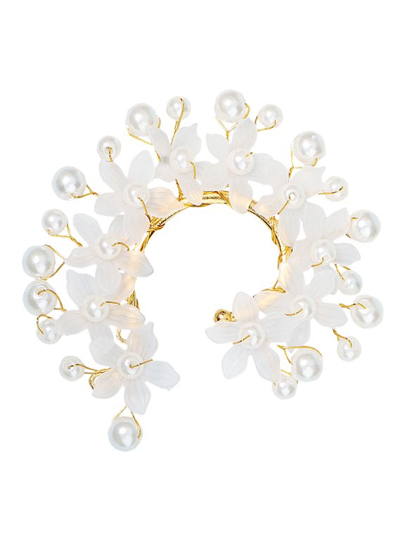 2Pcs Elegant White Floral Ear Cuffs Non Piercing Ear Jackets for Weddings and Festivals