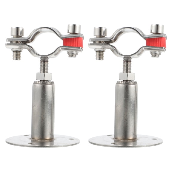 WESIEVYA 2-Pack Adjustable Stainless Steel Pipe Support Clamps with Wall Mount Brackets for Secure Pipe Installation