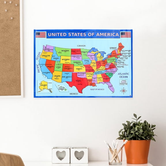 WESIEVYA 2Pcs America Wall Map Multi Color Poster with Clear Print and Creative Design