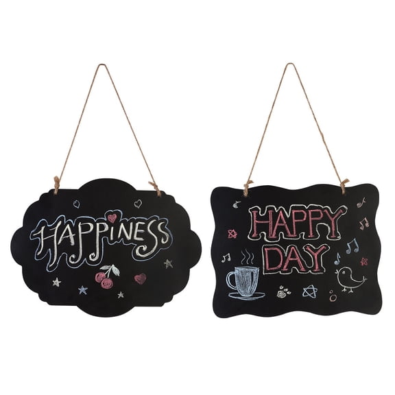 WESIEVYA 2Pcs Black Wooden Message Board for Home Decoration with Wavy Edges and Floral Borders 10 x 7.9 x 0.4In