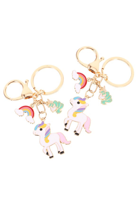 2Pcs Cute Unicorn Keychain Pendant for Keys and Backpack Decorative Hanging Charm