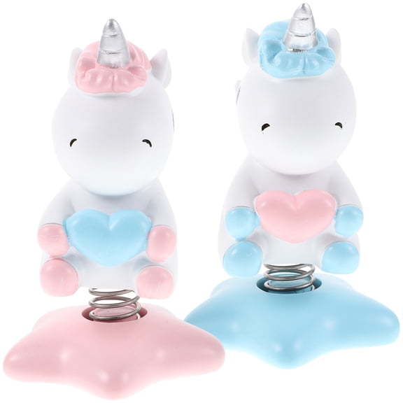 WESIEVYA 2Pcs Desktop Unicorn Figurine Resin Material Shaking Head Decor For Party present And Home Decor