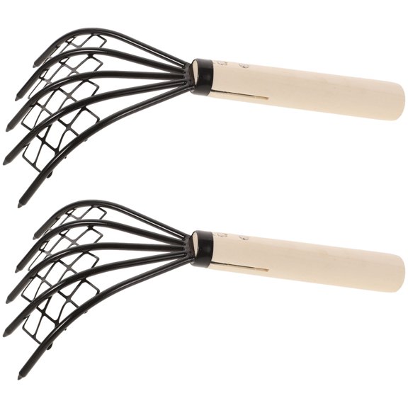 WESIEVYA 2pcs Seafood Digging Rake with Net Design, High Carbon Steel Claw Tool