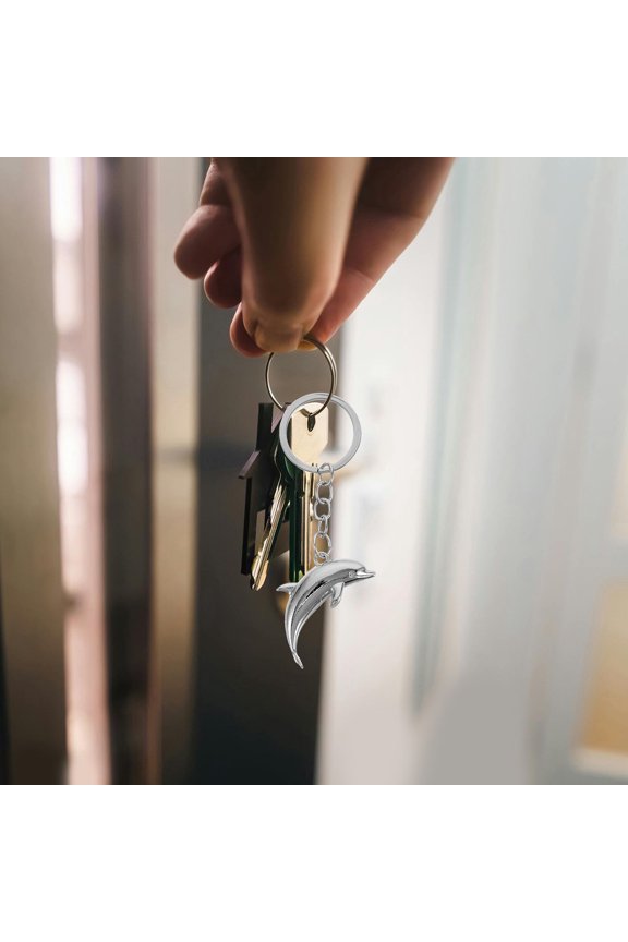 2-Pack Metal Dolphin Keychains, Portable Nautical Key for Backpack, Purse, or Travel Accessories