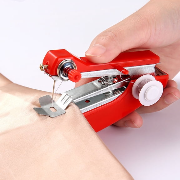 WESIEVYA 2Pcs Handheld Sewing Machine Red Portable Sewing Machine Set for Thick and Thin Fabrics