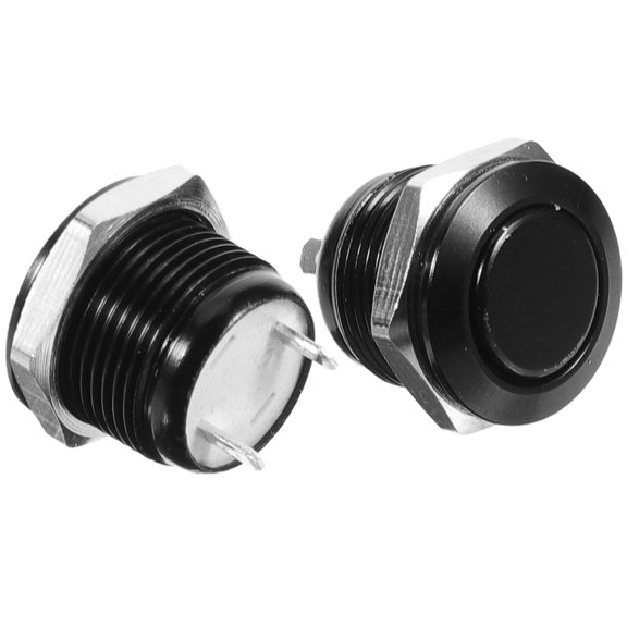 WESIEVYA 2Pcs High Top Push Button Auto Reset Switch Black Oxide Plated Silver Alloy for Vehicles and Machinery