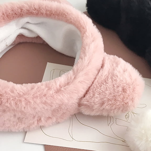 WESIEVYA Plush Pink Cat Ear Headband for Hair Decoration, Absorbent and Cute, 2Pcs