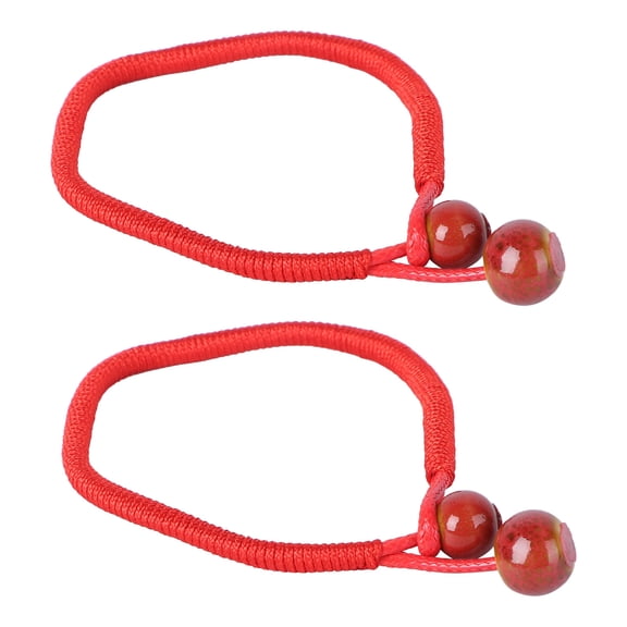 WESIEVYA 2Pcs Red Rope Bracelets Hand-Woven Woven Wristbands for Travel and Anniversary