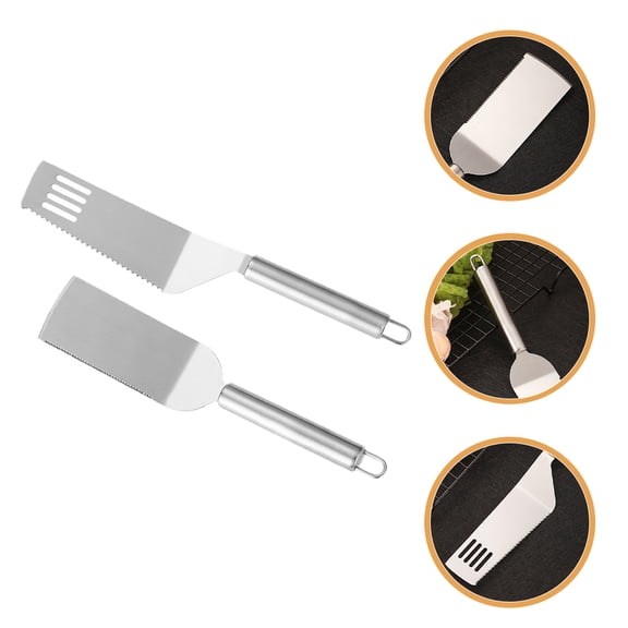 WESIEVYA 2Pcs Stainless Steel Pizza Server with Non Slip Handle for Kitchen Use Baking Tool