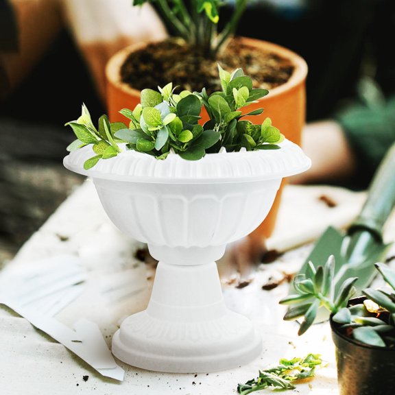WESIEVYA 2Pcs White Plastic Planter Roman Column Flowerpot for Home and Garden Decoration