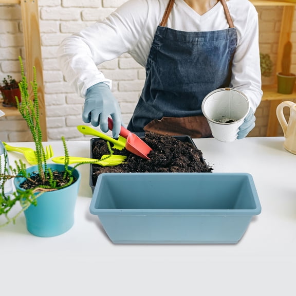WESIEVYA 2Sets Lightweight Sky Blue Flower Pot with Tray Made from Durable Resin Material