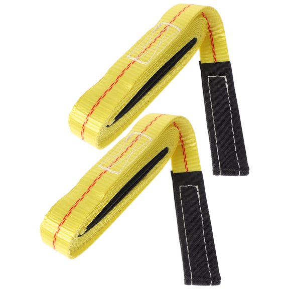 WESIEVYA 2pcs Lift Sling Straps For Hoisting Yellow Polyester Quick Connection