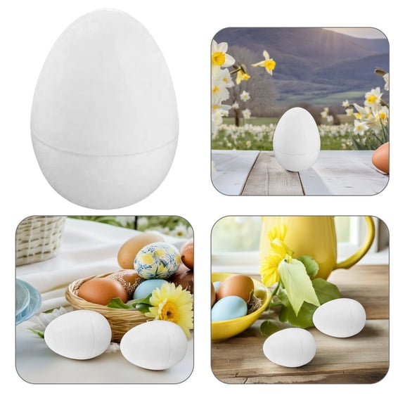 WESIEVYA 30Pcs Artificial White Chicken Eggs Fake Openable for Easter Decor and Crafting Projects