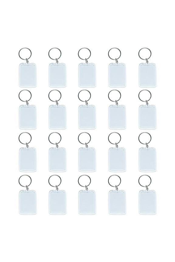 30Pcs Clear Acrylic Blank Insert Keyring with Split Ring for Custom Photo Keychains