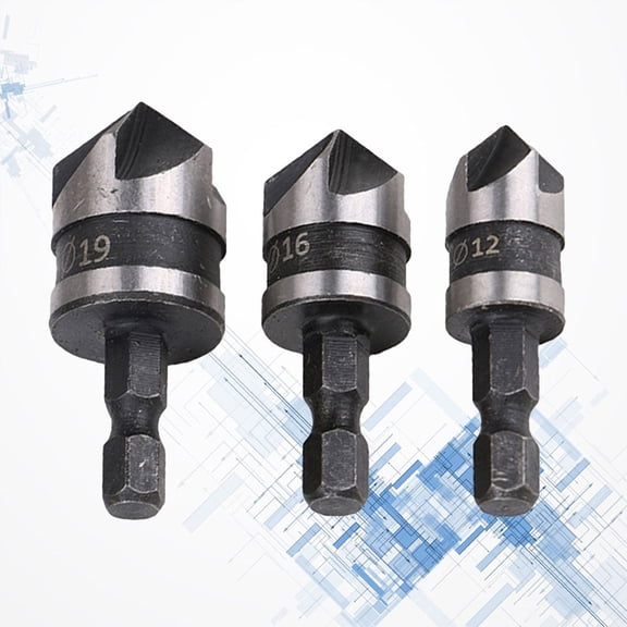 WESIEVYA 3Pcs Chamfer Tool Carbon Steel Deburring Bit for Drilling Plastic Aluminum and PVC Boards