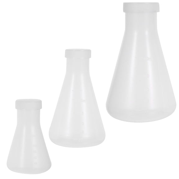 WESIEVYA 3Pcs Clear Conical Flask Set with Scale Line for Stable Experiment Storage Use