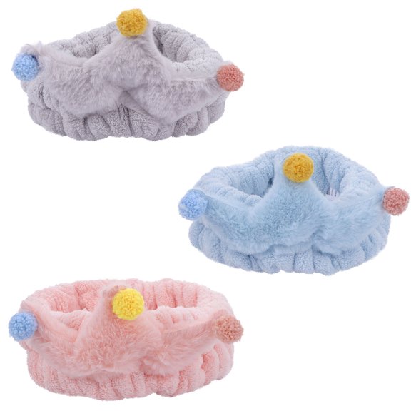 WESIEVYA 3-Pack Coral Fleece Wraps, Soft Hair Towel Bands for Face Washing, Makeup, Skincare, Shower, Yoga Activities