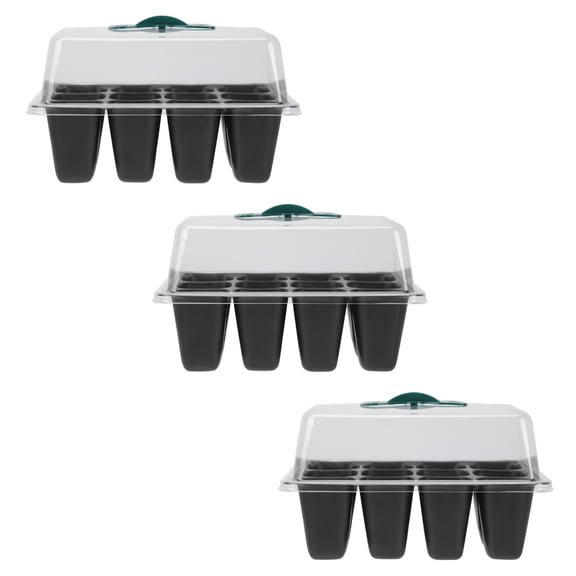 WESIEVYA 3Pcs Garden Planting Container 12 Cell Plastic Planter Box Black for Home Use