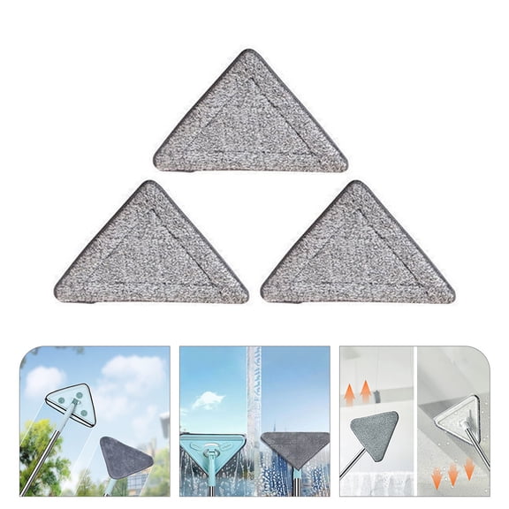 WESIEVYA 3Pcs Triangle Mop Head Replacement Pads Grey for Tile Marble Laminate Floors