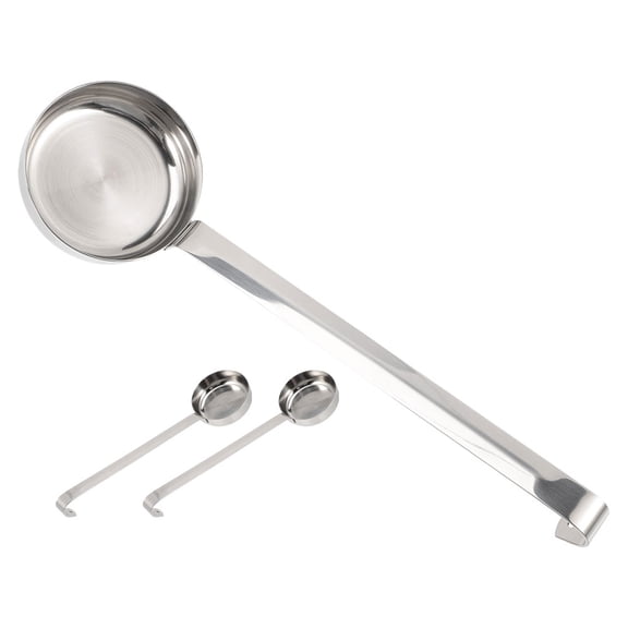 WESIEVYA 3Pcs Kitchen Utensil Flat Bottom Spoon Stainless Steel for Professional Chefs