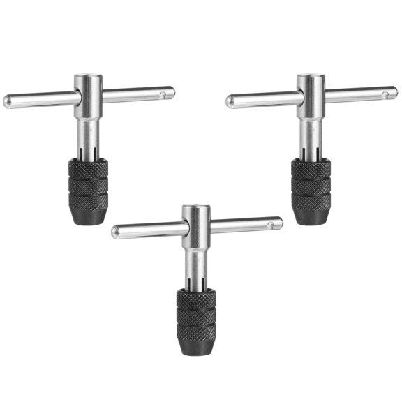 WESIEVYA 3Pcs Ratcheting T-Handle Tap Wrench Durable Hand Tap Tool for Repair Work
