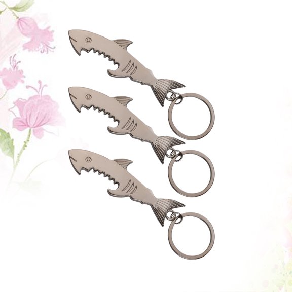 WESIEVYA 3Pcs Shark Opener for Removing Bottle Caps Plated Silver Creative Design Comfortable Grip