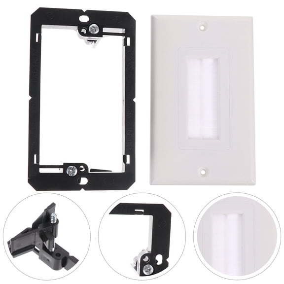 WESIEVYA 3Pcs Single Brush Wall Plates with Cable Pass Through Insert and Low Voltage Mounting Brackets Black
