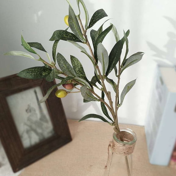 WESIEVYA 3Pcs Small Faux Olive Branches Green Plastic Stems for Coffee Shop Party Decor