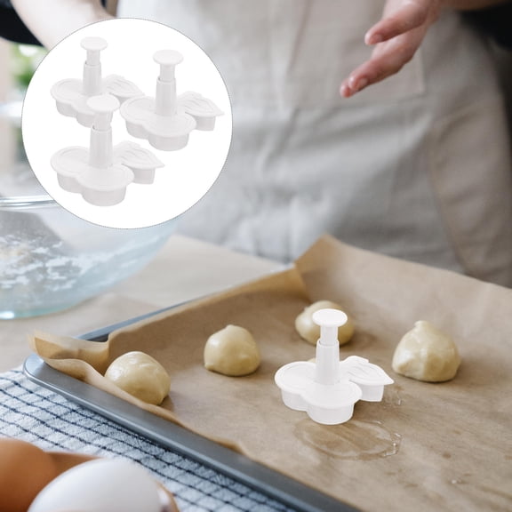 WESIEVYA 3Pcs White Bakery Cookie Cutter Set with Simple Design Comfort Grip for Daily Use