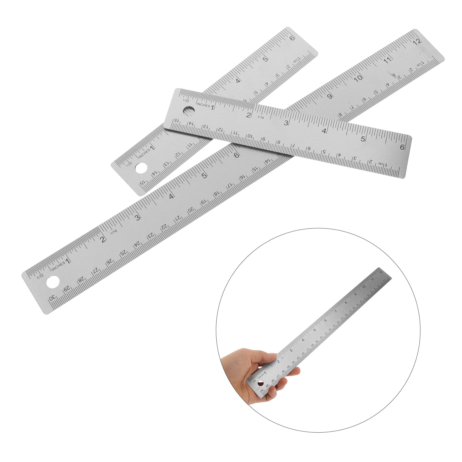 WESIEVYA 3 Pack Cork Back Stainless Steel Metal Rulers, 12 Inch and 6 ...