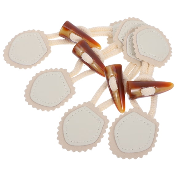 WESIEVYA 4 Pairs Horn Shape Button Loops For Textile Accessories White Resin PU Cotton String Securing Projects