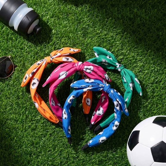WESIEVYA Athletic Soccer Headband Comfort Fit Assorted Color Bow Knot Design 4Pcs