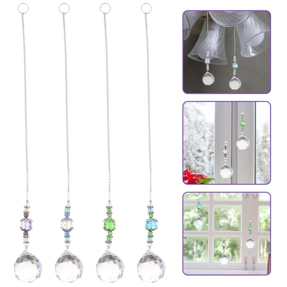 WESIEVYA 4Pcs Crystal Suncatcher for Window Hanging Decor Assorted Color Sunlight Reflection Elegant Design 31X1.2in