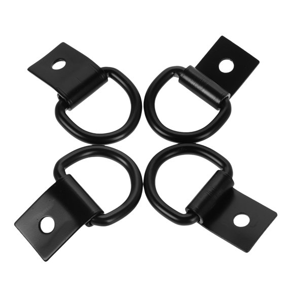 WESIEVYA 4Pcs Heavy Duty Black D Ring Tie Down Anchors for Trailer Floor Truck Bed with Durable Iron Material