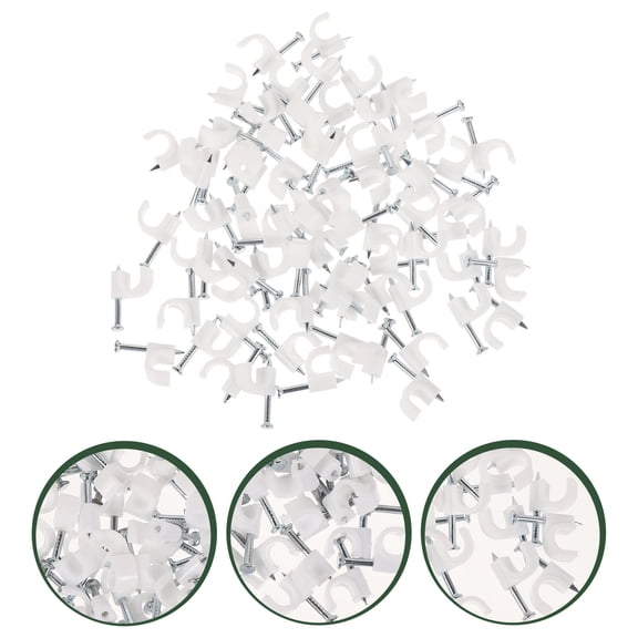 WESIEVYA 500Pcs Wire Clamps White Steel for Cable Organizer Wall Installation