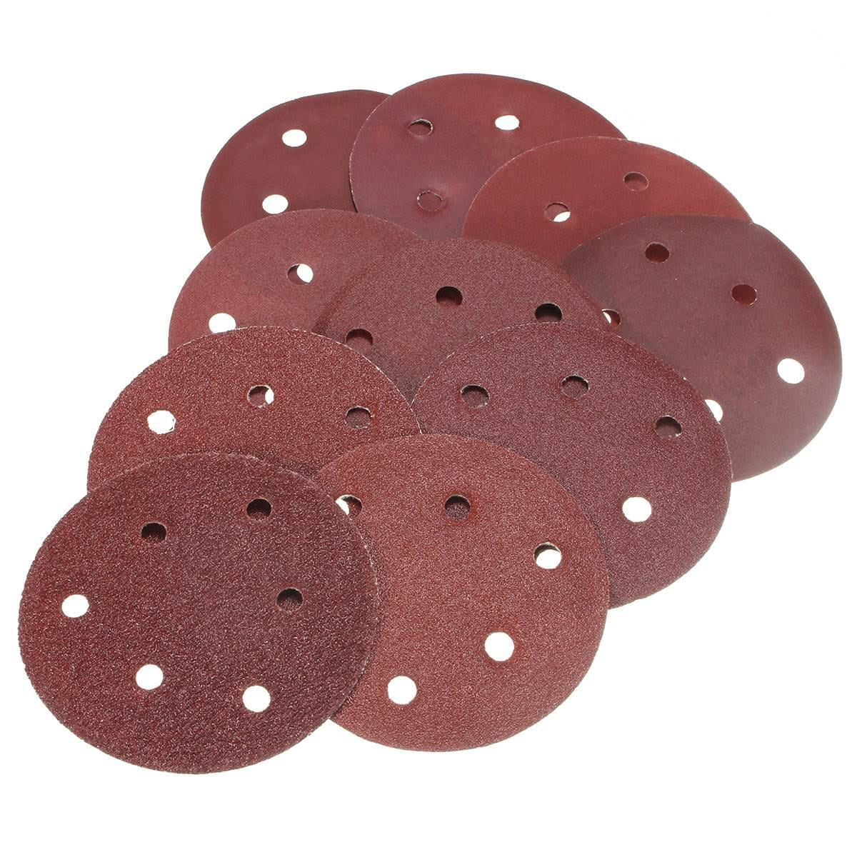 WESIEVYA 50Pcs Sanding Discs 5 Inch Hook and Loop Dark Red Aluminium ...