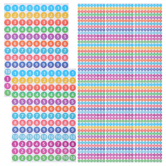 WESIEVYA 50Sheet Self Stick Numbers Small Multi Color Numbered Tags for Classroom and Office Use