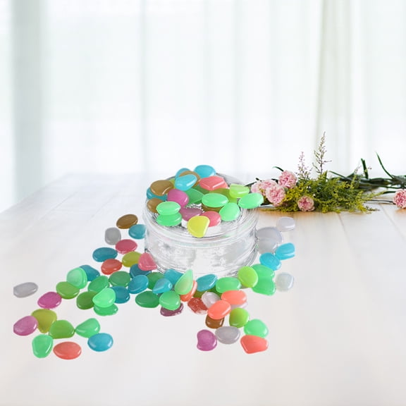 WESIEVYA 50pcs Aquarium Glow Stones Luminous Cobblestones Assorted Color for Indoor Aquariums