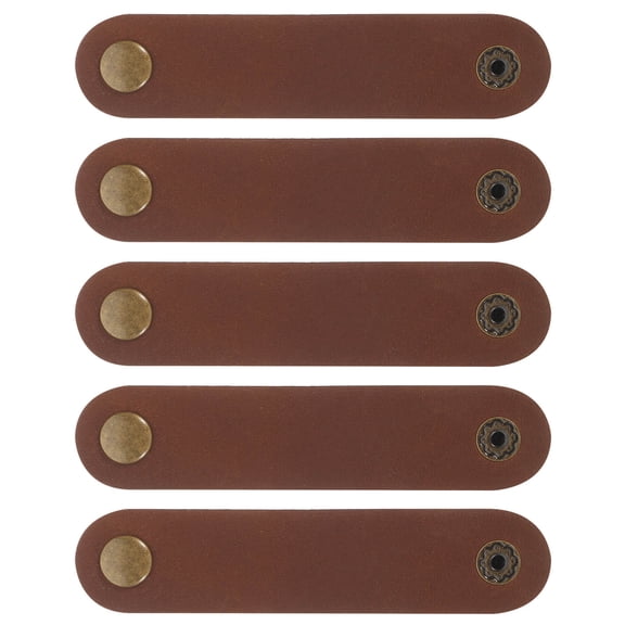 WESIEVYA Cable Ties Straps Dark Brown Cowhide Practical Cord Management 5Pcs