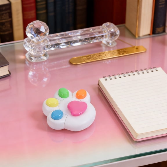 WESIEVYA 5Pcs Portable Cat Paw Highlighters White Multicolor Pens for Annotation and Journaling