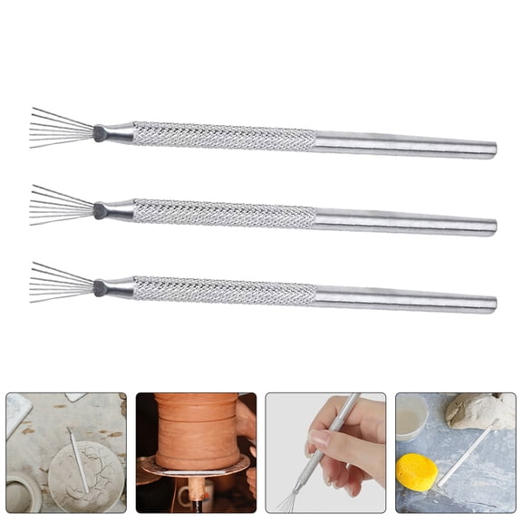 WESIEVYA Clay Sculpture Tools Plated Silver Aluminum Stainless Steel for Detailing and Modeling 5Pcs