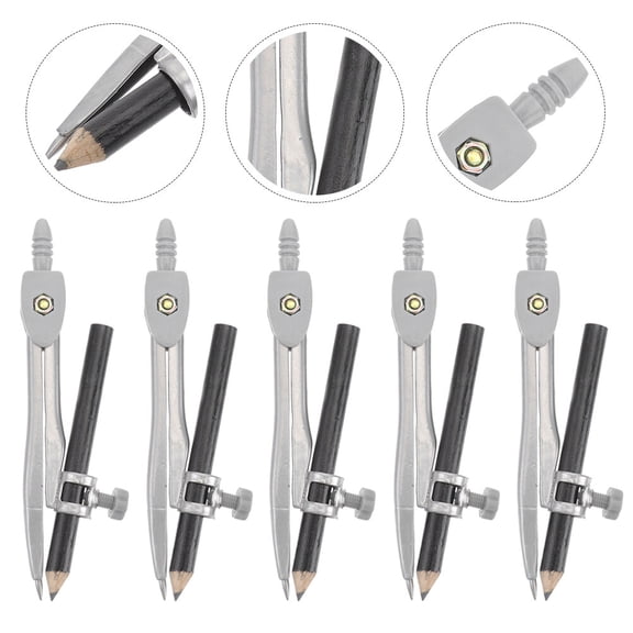 WESIEVYA Drawing Compass Multi-Color Wooden Plastic Metal Easy to Operate and Carry 5Pcs