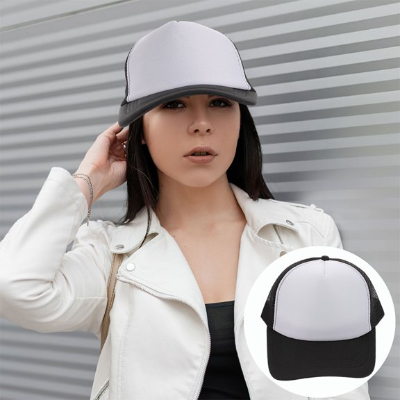 WESIEVYA 6Pcs Blank Baseball Caps Black Mesh Adjustable Caps for Sublimation DIY