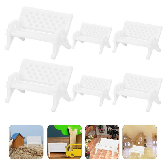 WESIEVYA 6Pcs Mini Garden Bench for Holidays and Birthdays 2.5in