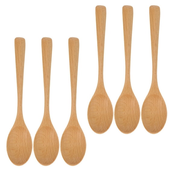 WESIEVYA 6Pcs Practical Dinner Spoons for Home Users Wood Material Rice Scoops